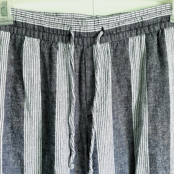 Old Navy Linen Blend Navy Striped Drawstring Pants Sz Lg Lagen Look Coas… - Picture 4 of 7